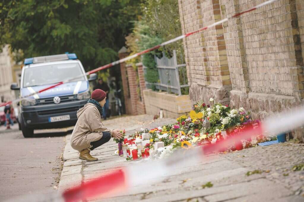 זירת הפיגוע בבית הכנסת בהאלה; גרמניה ב-2019. | גטי אימג'ס