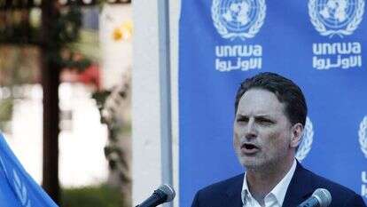 מזכ"ל אונר"א המפוטר, פייר קרנבול. | AFP מזכ"ל אונר"א המפוטר, פייר קרנבול. | AFP