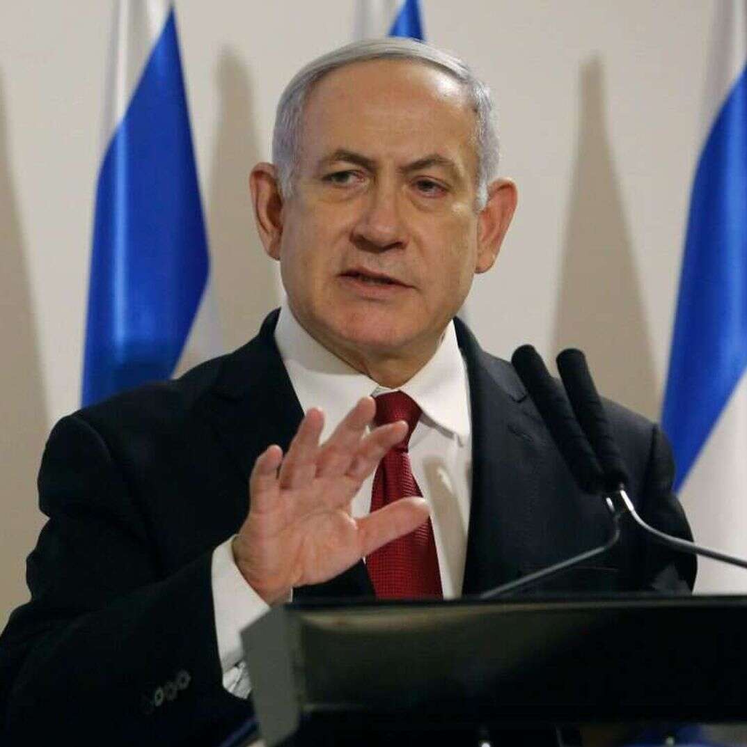 רה"מ בנימין נתניהו בהצהרות לתקשורת בקריה. | AFP