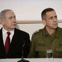 רה"מ בנימין נתניהו והרמטכ"ל אביב כוכבי, בהצהרות לתקשורת בקריה. | תומר נויברג, TPS