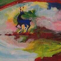 האם אברהם עמד בניסיון העקדה? אליה זילברברג, מעגלים, גואש על פרגמנט, 2018