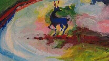 האם אברהם עמד בניסיון העקדה? אליה זילברברג, מעגלים, גואש על פרגמנט, 2018