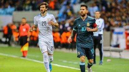 משחק הכדורגל בין ארגנטינה ואורגוואי בבלומפילד, השבוע. | פלאש 90