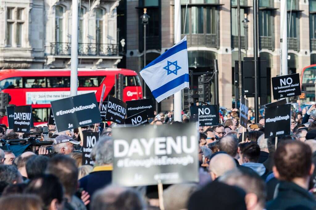הפגנה בלונדון נגד האנטישמיות. | גטי אימג'ס