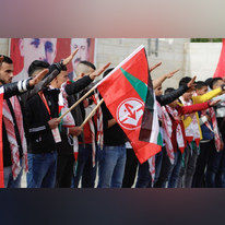 הצדעה במועל יד באוניברסיטת ביר-זית. | מסך מפייסבוק