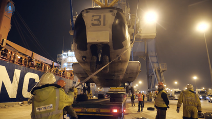 מבצע פריקת מסוקי היסעור בנמל אשדוד. | אגף דוברות והסברה, משרד הביטחון