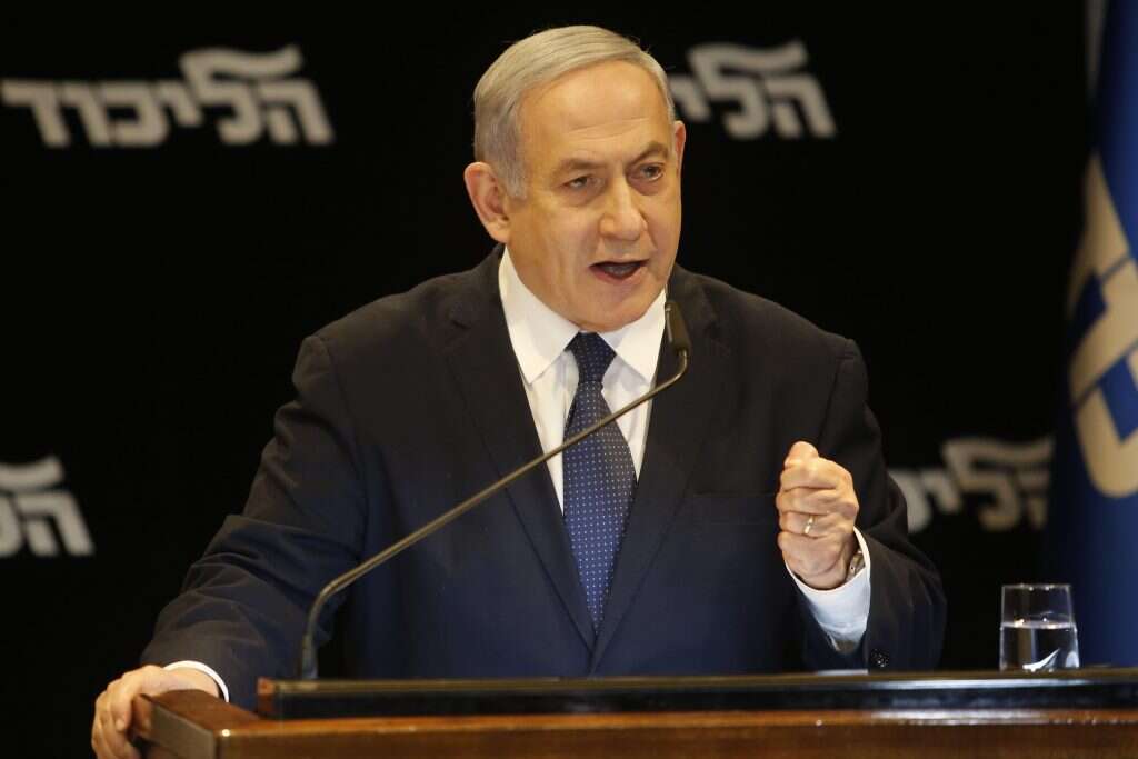 בנימין נתניהו במסיבת העיתונאים מודיע על בקשת החסינות. | AFP