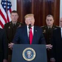 טראמפ מכריז על תגובת ארה"ב לירי הטילים מאיראן. | EPA