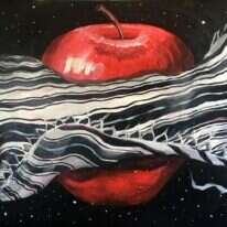 האמונה הדתית מנחילה לציבור את התודעה שערכים דתיים הם חלק ממארג הזהות הלאומית שאינו ניתן לפשרה. יונתן סטירין, ללא כותרת, טכניקה מעורבת על בד, מתוך סדרת Souvenirs