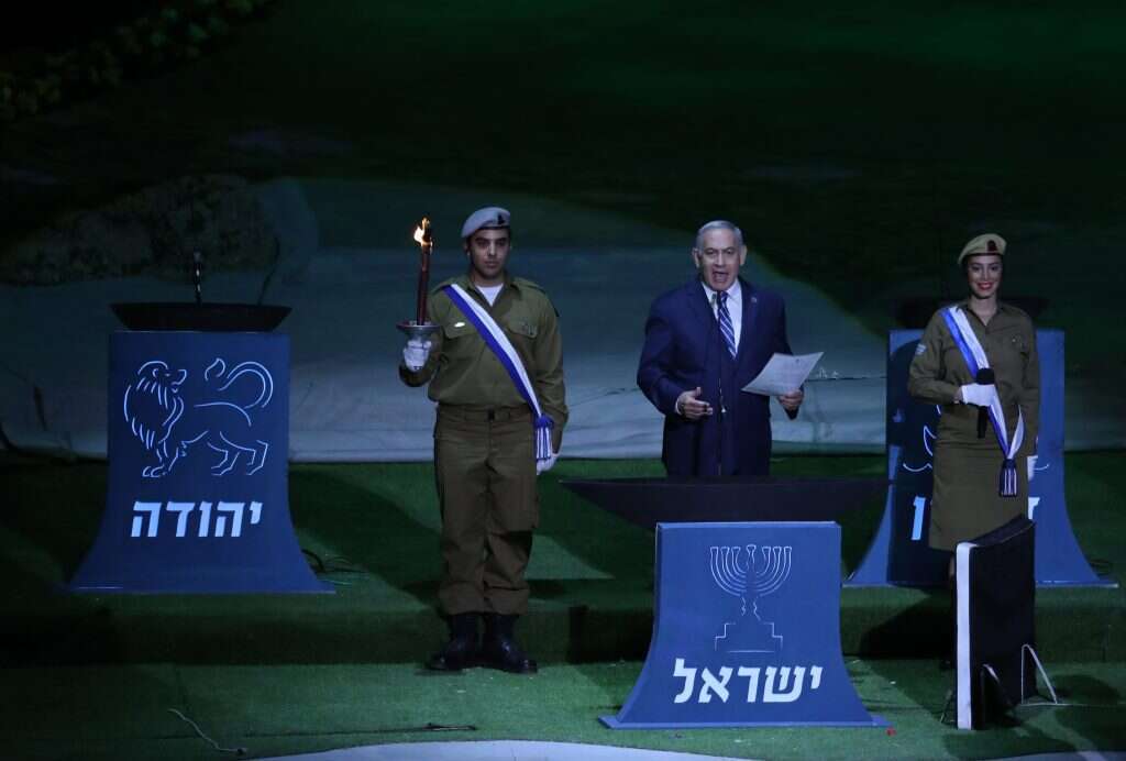 כשקוטלר תמכה בזכותו לדבר, חטפה מהשמאל. נתניהו נואם בטקס הדלקת המשואות, 2018. | מרים צחי
