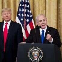 ראש הממשלה נתניהו נואם לאחר פרסום פרטי תוכנית השלום האמריקנית. | EPA