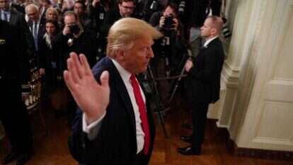 הנשיא טראמפ אחרי ההכרזה על עסקת המאה. | AFP