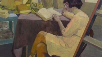 היכולת להחליט ולסגת, לדעת ולטעות, היא חלק מההעונג ששירה מציעה. עותה פטינקין, "סולם וספר", שמן על בד, 2013. באדיבות רוטשילד אמנות, תל אביב היכולת להחליט ולסגת, לדעת ולטעות, היא חלק מההעונג ששירה מציעה. עותה פטינקין, "סולם וספר", שמן על בד, 2013. באדיבות רוטשילד אמנות, תל אביב