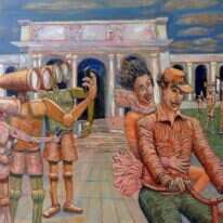 גדעון סער, "פשוט חשבתי קצת להסתתר,לצלול עמוק ושם להשאר", שמן על קנבס, 2014