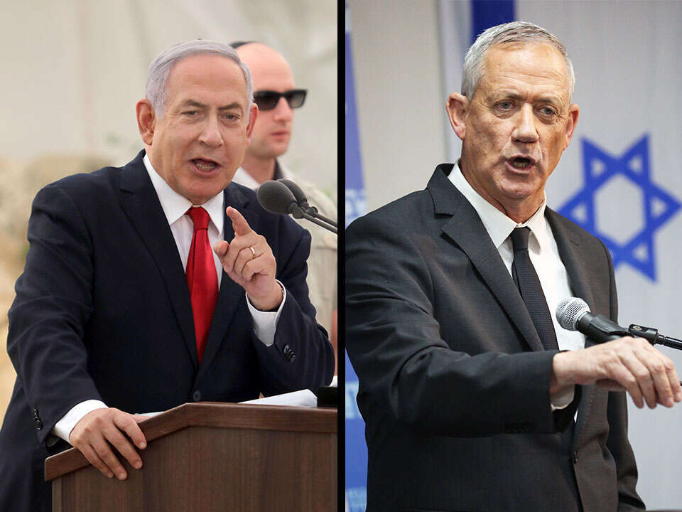 בני גנץ ובנימין נתניהו. צילומים: קוקו, גדעון מרקוביץ