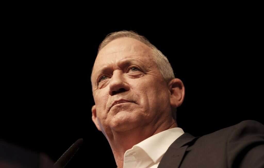 בני גנץ נואם בכנס של כחול־לבן ברמת־גן. | AFP בני גנץ נואם בכנס של כחול־לבן ברמת־גן. | AFP