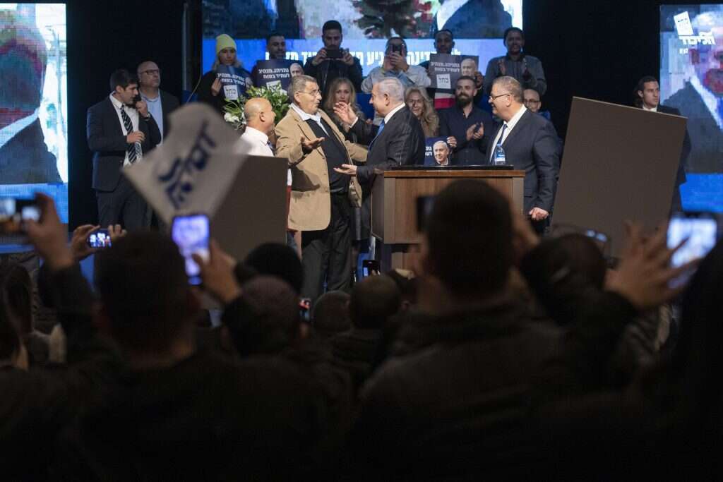 ביבי הוא גם המגן מפני האליטות, גם הנוקם באליטות וגם הקורבן שלהן. כנס הליכוד במגדל־העמק, השבוע. | שריה דיאמנט