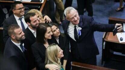 בני גנץ וחברי כנסת מכחול לבן. | נעם ריבקין פנטון פלאש90