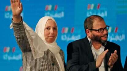 משמאל: מספר 15 ברשימה המשותפת, אימאן חטיב. | AFP