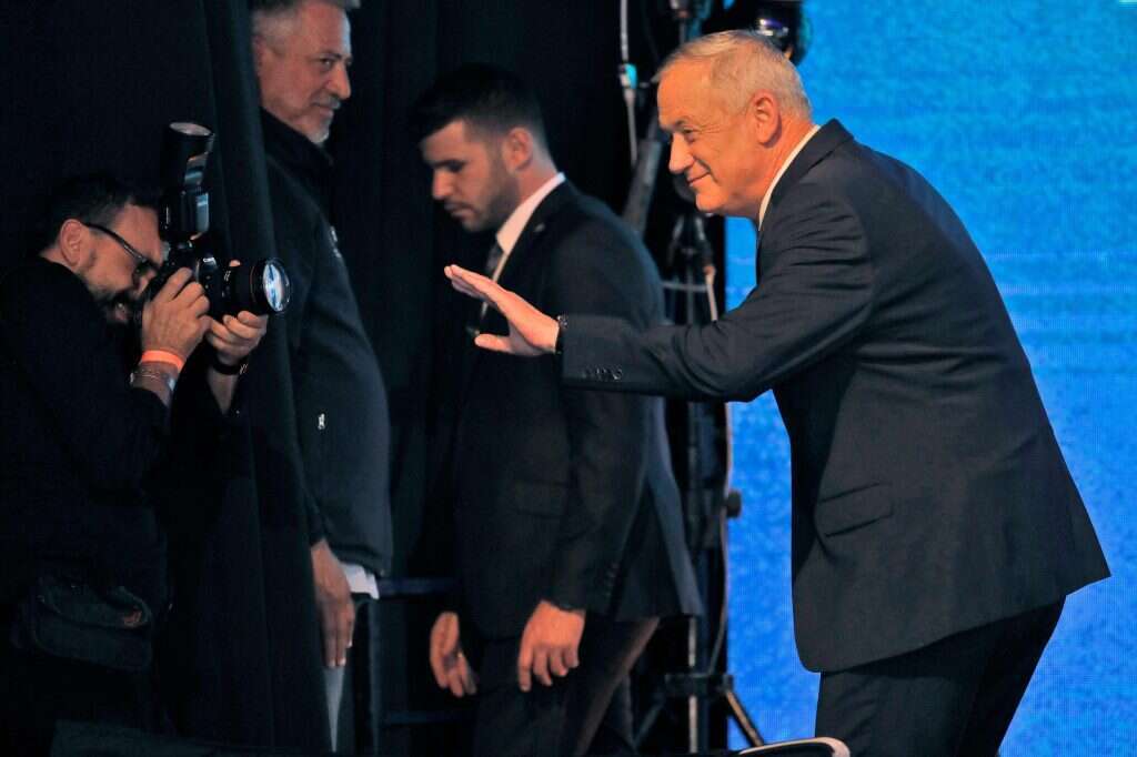 יו"ר כחול לבן בליל הבחירות. | AFP