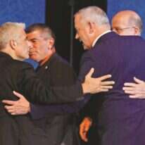 ראשי כחול לבן במוצאי יום הבחירות. | AFP