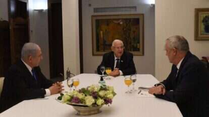 נתניהו וגנץ בפגישתם אצל ריבלין. | קובי גדעון לעמ