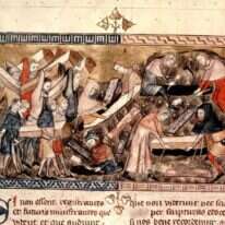 כרבע מאוכלוסיית אירופה מתה ממנו. מיניאטורה של האמן הבלגי Pierart dou Tielt משנת 1352 לערך, אנשי העיר טורנה קוברים את קורבנות המוות השחור. | גטי אימג'ס