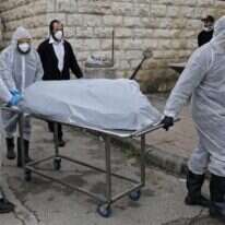 לווית חולה קורונה בירושלים. למצולמים אין קשר לנאמר בכתבה. | AFP