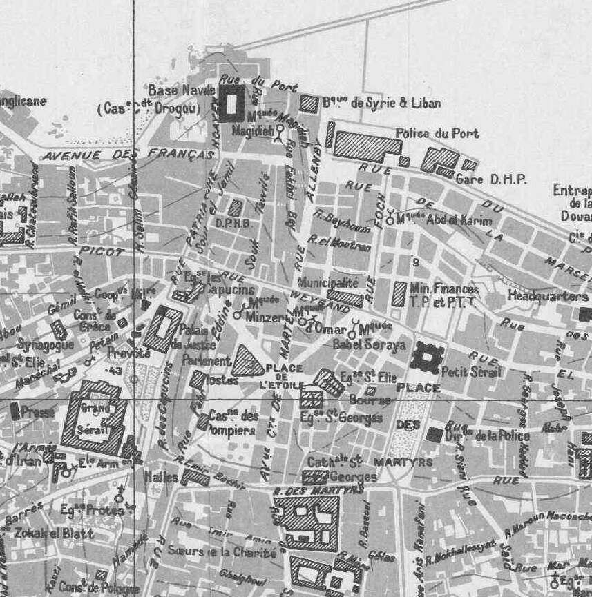 מטרות אפשריות בלבנון. מפת ביירות (בצפון: הנמל)