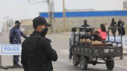 כוחות ביטחון של חמאס במחסום בעזה. | AFP