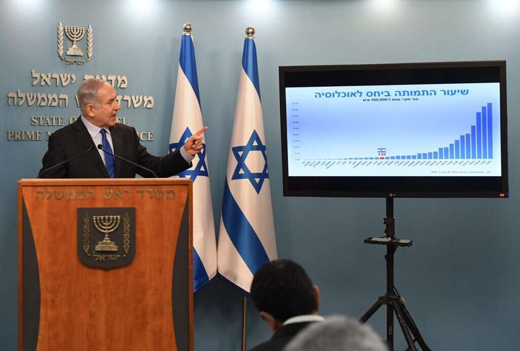 ראש הממשלה בנימין נתניהו נושא הצהרה בנושא תקנות הקורונה במוצאי שבת. | קובי גדעון, לע''מ