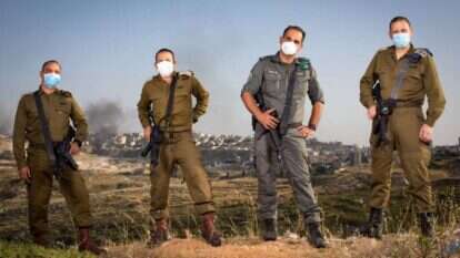 סא''ל ארז דוד, סנ''צ שרון חן, סא''ל גל ריץ', סא''ל לירון אפלמן. מפקדי כוחות הביטחון בעוטף ירושלים. | אריק סולטן