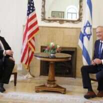 גנץ ופומפאו בחודש שעבר. | זיו סוקולוב, שגרירות ארה"ב בישראל