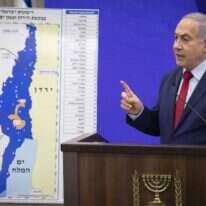 נתניהו מציג לתקשורת את תוכנית הריבונות הישראלית, ספטמבר 2019. | הדס פרוש, פלאש 90