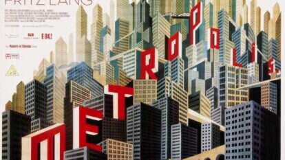 איחוד סמלי בין המעמד שמתחת לאדמה למעמד שמעליה. כרזה של הסרט "מטרופוליס". | גטי אימג'ס