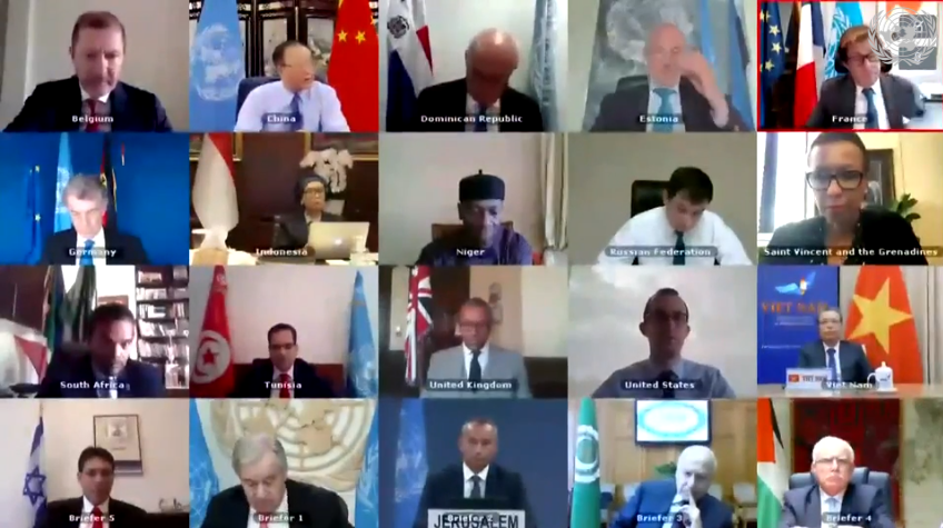 מסך מתוך הדיון שערכה בזום.מועצת האו"ם אתמול