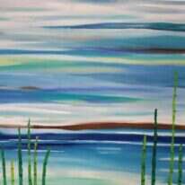 מירי אריה־לי, "בין ים לשמיים", שמן על קנבס, 2016