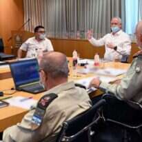 דיון במשרד הביטחון על גיוס חיילי מלואים למערך מלוניות הקורונה. | אריאל חרמוני, משרד הביטחון