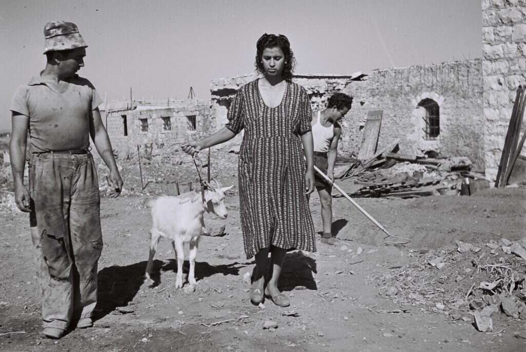 גם כשהגיעו עולים שנחשבו לדתיים תמונת המנדטים לא זזה. עולי מרוקו ברינתיה, 1949. | קלוגר זולטן, לע"מ