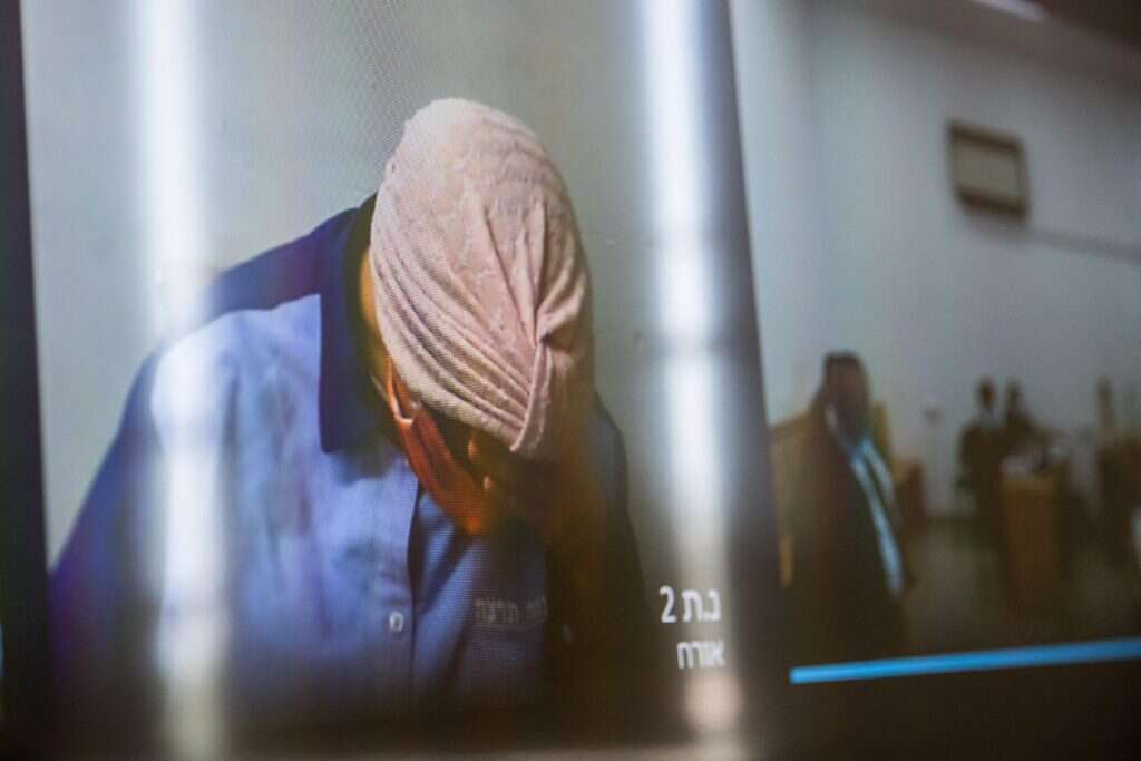 מלכה לייפר בשיחת הוידאו בדיון היום בבית המשפט המחוזי בירושלים. | יונתן זינדל, פלאש 90