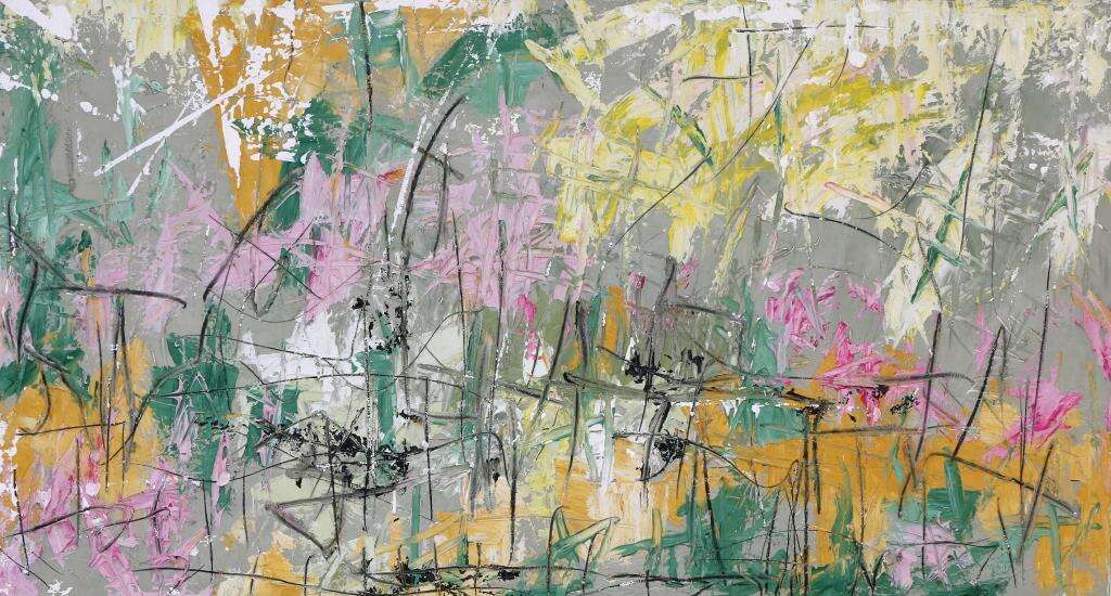 דובי רונן, ״נרקיסים״, בטון פיגמנט עפרונות ודיו על קנווס, 2019