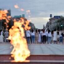 מפגינים במינסק. | AFP