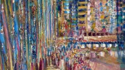 האווירה המלווה את ספר דברים מעצבת תפיסת עולם אחרת מזו שעולה בשאר התורה. יורם רענן, "שיר המעלות", שמן על קנבס, 2008