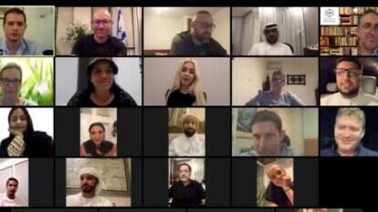 שיחת הזום בין אזרחים ישראלים לאזרחים מאיחוד האמירויות. | מסך