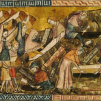 מיניאטורה של האמן הבלגי Pierart dou Tielt משנת 1352 לערך, ובה נראים אנשי העיר טורנה קוברים את קורבנות המוות השחור. Belgium's art history