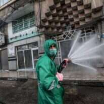 חיטוי הרחובות בעזה, השבוע. | EPA