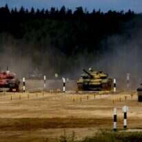 חצי גמר ביאתלון טנקים ברוסיה. | גטי אימג'ס