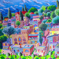 רפי פרץ, צפת, אקריליק על בד, 2014