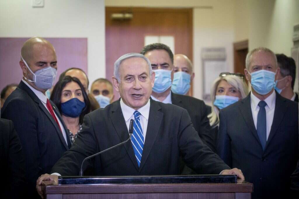 נתניהו בבית המשפט המחוזי בירושלים // מאי 2020 , סיון תש"ף. | יונתן זינדל, פלאש 90