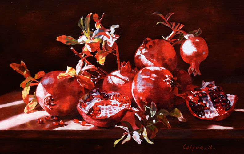 בוריס לייפר, Pomegranates , שמן על בד, 2010